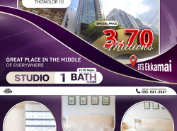 ✨The Alcove ทองหล่อ 10✨ ขายพร้อมผู้เช่า ห้องสตูดิโอ ขนาด 37.7 ตร.ม.  ขายราคา 3.7 ล้านบาท