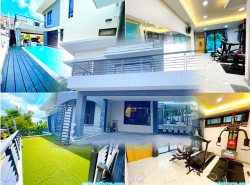 สนุกเวคพาร์ค บางบอน3 ซาวน่า ฟิตเนส ให้เช่าคฤหาสน์หรู PoolVilla แอร์9ตัว 4นอน ลดราคาครึ่ง  ครัวฝรั่ง ครัวไทย 2ชั้น  123 ตารางวา 513ตรม. 