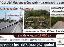ขายที่ดินเปล่า นส4 มี2แปลง 68,69 ตรว. ล้านต้นๆ ที่ดินห่างจากถนนสุขุมวิ