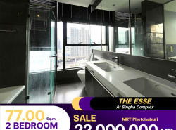 ขายด่วน2 ห้องนอน 2 ห้องน้ำ  คอนโด The Esse at Singha Complex เดินทางง่าย ติด  MRT เพชรบุรี