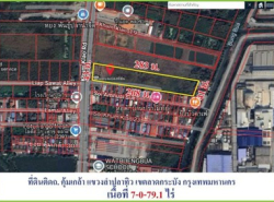 ขายที่ดินติดถนนคุ้มเกล้า เนื้อที่ 7 - 0 - 79 ไร่ ขายราคาไร่ละ12.5ล้าน แขวงลำปลาทิว เขตลาดกระบัง กรุงเทพมหานคร
