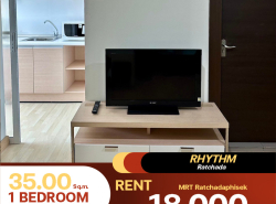ว่างให้เช่า Rhythm Ratchada ห้องตกแต่งสวย เฟอร์นิเจอร์และเครื่องใช้ไฟฟ้าใหม่